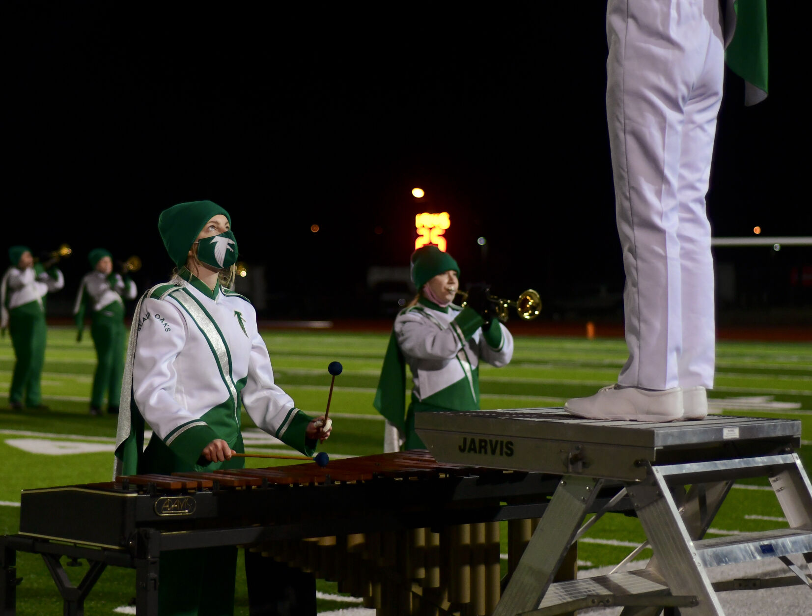 The Blair Oaks band performs during halftime